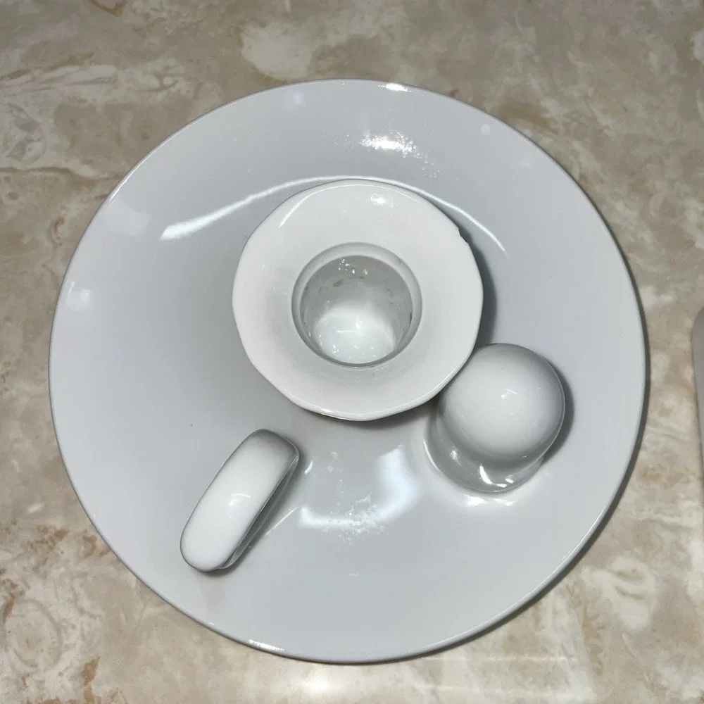 Vintage White Porcelain Candle &‎ Match Stick Holders, Snuffer Cottagecore